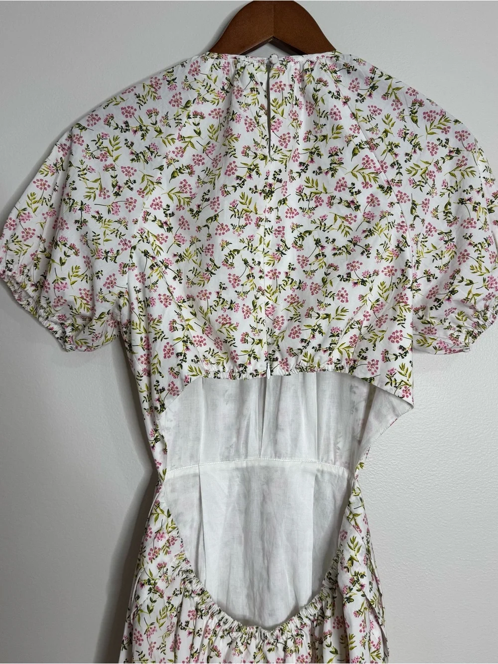 NWT J. Crew Cotton Size 6 Floral Cottagecore Open Back Puff Sleeve Midi Dress